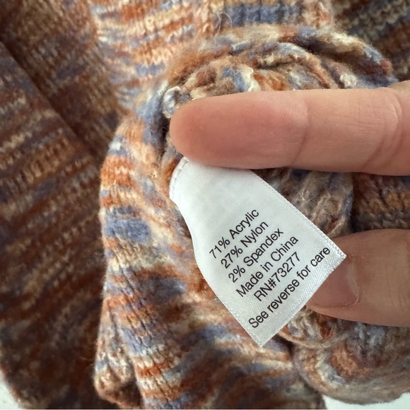 NINE WEST Oversized Wrap Sweater Small Belted Knit Coastal Boho Chic Eclectic - Picture 12 of 16